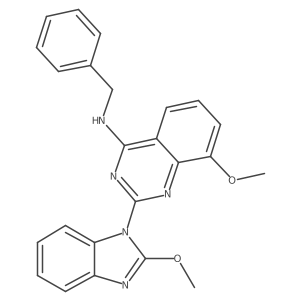 8-Methoxy-2-(2-methoxy-1H-benzimidazol-1-yl)-N-(phenylmethyl)-4-quinazolinamine结构式
