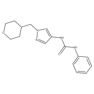 1-phenyl-3-(1-((tetrahydro-2H-pyran-4-yl)methyl)-1H-pyrazol-4-yl)urea Structure