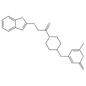 4-((1-(2-(benzo[d]thiazol-2-ylthio)acetyl)piperidin-4-yl)oxy)-6-methyl-2H-pyran-2-one结构式