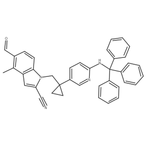 5-Formyl-4-methyl-1-((1-(6-(tritylamino)pyridin-3-yl)cyclopropyl)methyl)-1h-indole-2-carbonitrile Structure