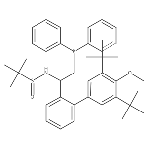 (R)-N-((R)-1-(3',5'-Di-tert-butyl-4'-methoxy-[1,1'-biphenyl]-2-yl)-2-(diphenylphosphanyl)ethyl)-2-methylpropane-2-sulfinamide Structure