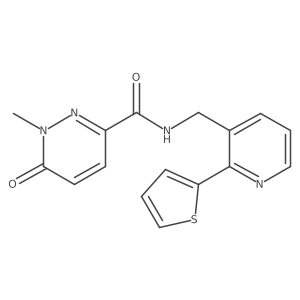 1-methyl-6-oxo-N-((2-(thiophen-2-yl)pyridin-3-yl)methyl)-1,6-dihydropyridazine-3-carboxamide结构式