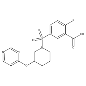 2-Fluoro-5-((3-(pyrimidin-4-yloxy)piperidin-1-yl)sulfonyl)benzoic acid结构式