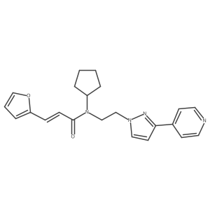 (E)-N-cyclopentyl-3-(furan-2-yl)-N-(2-(3-(pyridin-4-yl)-1H-pyrazol-1-yl)ethyl)acrylamide结构式