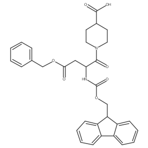 1-[(2S)-4-(benzyloxy)-2-({[(9H-fluoren-9-yl)methoxy]carbonyl}amino)-4-oxobutanoyl]piperidine-4-carboxylic acid结构式