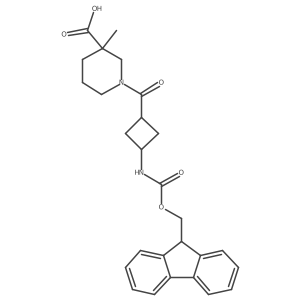 1-[3-({[(9H-fluoren-9-yl)methoxy]carbonyl}amino)cyclobutanecarbonyl]-3-methylpiperidine-3-carboxylic acid结构式