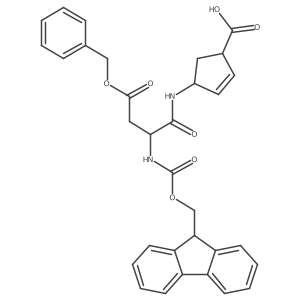 4-[(2S)-3-(benzyl carboxy)-2-({[(9H-fluoren-9-yl)methoxy]carbonyl}amino)propanamido]cyclopent-2-ene-1-carboxylic acid结构式