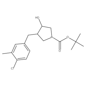 Tert-butyl 3-[(4-chloro-3-methylphenyl)methyl]-4-hydroxypyrrolidine-1-carboxylate结构式
