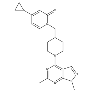 6-cyclopropyl-3-[(1-{1,6-dimethyl-1H-pyrazolo[3,4-d]pyrimidin-4-yl}piperidin-4-yl)methyl]-3,4-dihydropyrimidin-4-one结构式