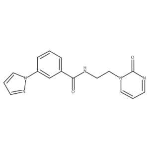 N-[2-(2-oxo-1,2-dihydropyrimidin-1-yl)ethyl]-3-(1H-pyrazol-1-yl)benzamide结构式