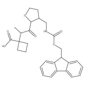 rac-1-[N-methyl(2R,3R)-3-[({[(9H-fluoren-9-yl)methoxy]carbonyl}amino)methyl]oxolane-2-amido]cyclobutane-1-carboxylic acid Structure