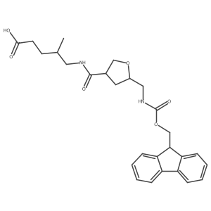 rac-5-{[(3R,5R)-5-[({[(9H-fluoren-9-yl)methoxy]carbonyl}amino)methyl]oxolan-3-yl]formamido}-4-methylpentanoic acid Structure