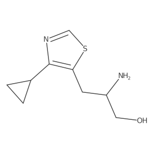 2-Amino-3-(4-cyclopropyl-1,3-thiazol-5-yl)propan-1-ol结构式
