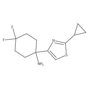 1-(2-Cyclopropyl-1,3-thiazol-4-yl)-4,4-difluorocyclohexan-1-amine结构式