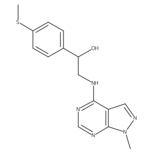 2-({1-methyl-1H-pyrazolo[3,4-d]pyrimidin-4-yl}amino)-1-[4-(methylsulfanyl)phenyl]ethan-1-ol结构式