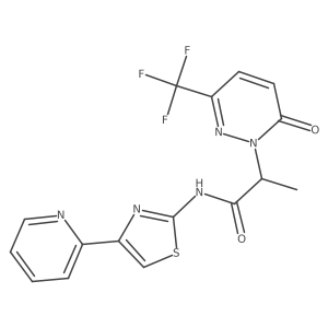 2-[6-oxo-3-(trifluoromethyl)-1,6-dihydropyridazin-1-yl]-N-[4-(pyridin-2-yl)-1,3-thiazol-2-yl]propanamide Structure