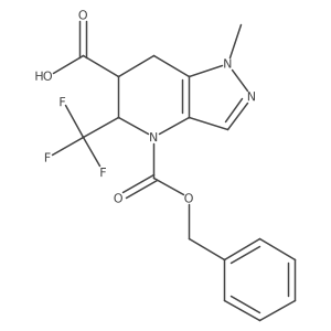 rac-(5R,6R)-4-[(benzyloxy)carbonyl]-1-methyl-5-(trifluoromethyl)-1H,4H,5H,6H,7H-pyrazolo[4,3-b]pyridine-6-carboxylic acid结构式