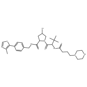 (2S,4R)-1-[(2S)-3,3-dimethyl-2-(4-piperazin-1-ylbutanoylamino)butanoyl]-4-hydroxy-N-[[4-(4-methylthiazol-5-yl)phenyl]methyl]pyrrolidine-2-carboxamide结构式