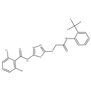 2-chloro-6-fluoro-N-(5-((2-oxo-2-((2-(trifluoromethyl)phenyl)amino)ethyl)thio)-1,3,4-thiadiazol-2-yl)benzamide结构式