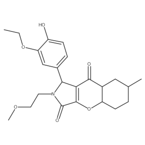 1-(3-ethoxy-4-hydroxyphenyl)-2-(2-methoxyethyl)-7-methyl-4a,5,6,7,8,8a-hexahydro-1H-chromeno[2,3-c]pyrrole-3,9-dione结构式