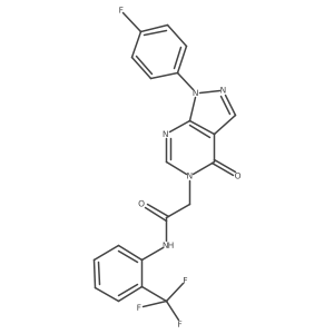 2-(1-(4-fluorophenyl)-4-oxo-1H-pyrazolo[3,4-d]pyrimidin-5(4H)-yl)-N-(2-(trifluoromethyl)phenyl)acetamide Structure