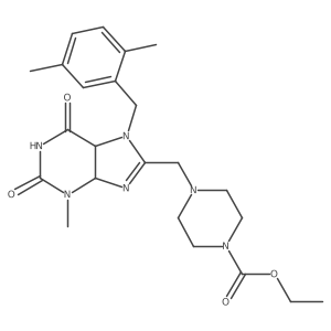 Ethyl 4-[[7-[(2,5-dimethylphenyl)methyl]-3-methyl-2,6-dioxo-4,5-dihydropurin-8-yl]methyl]piperazine-1-carboxylate结构式