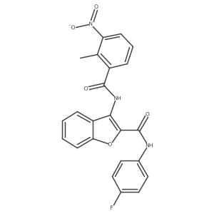 N-(4-fluorophenyl)-3-(2-methyl-3-nitrobenzamido)benzofuran-2-carboxamide结构式