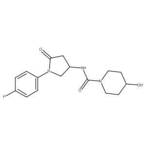 N-[1-(4-fluorophenyl)-5-oxopyrrolidin-3-yl]-4-hydroxypiperidine-1-carboxamide结构式