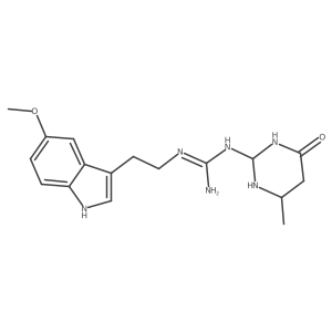 2-[2-(5-methoxy-1H-indol-3-yl)ethyl]-1-(4-methyl-6-oxo-1,3-diazinan-2-yl)guanidine结构式