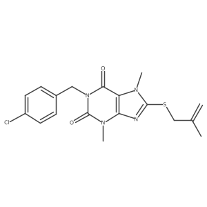 1-(4-chlorobenzyl)-3,7-dimethyl-8-((2-methylallyl)thio)-1H-purine-2,6(3H,7H)-dione Structure