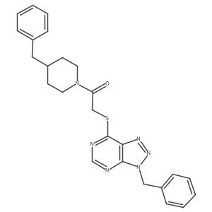 2-((3-benzyl-3H-[1,2,3]triazolo[4,5-d]pyrimidin-7-yl)thio)-1-(4-benzylpiperidin-1-yl)ethanone结构式