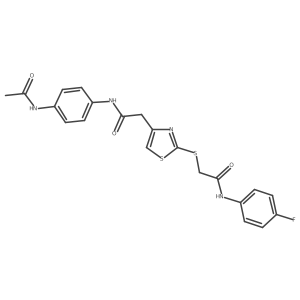 N-(4-acetamidophenyl)-2-(2-((2-((4-fluorophenyl)amino)-2-oxoethyl)thio)thiazol-4-yl)acetamide结构式