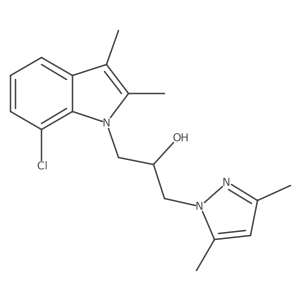 1-(7-chloro-2,3-dimethyl-1H-indol-1-yl)-3-(3,5-dimethyl-1H-pyrazol-1-yl)propan-2-ol结构式