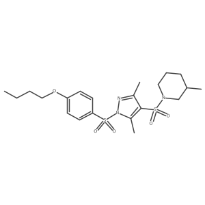 1-{[1-(4-butoxybenzenesulfonyl)-3,5-dimethyl-1H-pyrazol-4-yl]sulfonyl}-3-methylpiperidine Structure