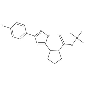 (S)-tert-butyl 2-(5-(4-iodophenyl)-1H-pyrazol-3-yl)pyrrolidine-1-carboxylate Structure