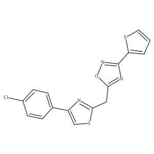 5-((4-(4-Chlorophenyl)thiazol-2-yl)methyl)-3-(thiophen-2-yl)-1,2,4-oxadiazole结构式