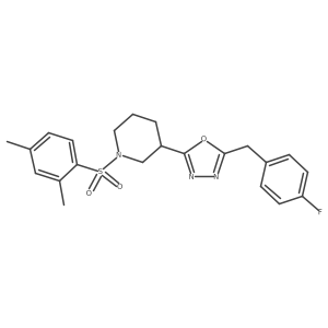2-(1-((2,4-Dimethylphenyl)sulfonyl)piperidin-3-yl)-5-(4-fluorobenzyl)-1,3,4-oxadiazole结构式