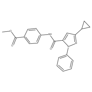 methyl 4-{[(3-cyclopropyl-1-phenyl-1H-pyrazol-5-yl)carbonyl]amino}benzoate Structure