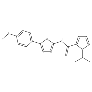 1-isopropyl-N-(5-(4-(methylthio)phenyl)-1,3,4-oxadiazol-2-yl)-1H-pyrazole-5-carboxamide Structure
