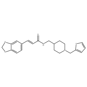 (E)-3-(benzo[d][1,3]dioxol-5-yl)-N-((1-(thiophen-2-ylmethyl)piperidin-4-yl)methyl)acrylamide结构式