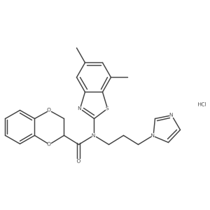 N-(3-(1H-imidazol-1-yl)propyl)-N-(5,7-dimethylbenzo[d]thiazol-2-yl)-2,3-dihydrobenzo[b][1,4]dioxine-2-carboxamide hydrochloride Structure