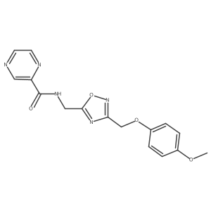 N-((3-((4-methoxyphenoxy)methyl)-1,2,4-oxadiazol-5-yl)methyl)pyrazine-2-carboxamide结构式