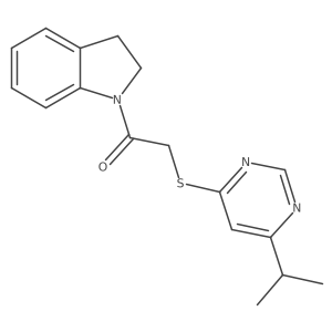 1-(Indolin-1-yl)-2-((6-isopropylpyrimidin-4-yl)thio)ethanone结构式