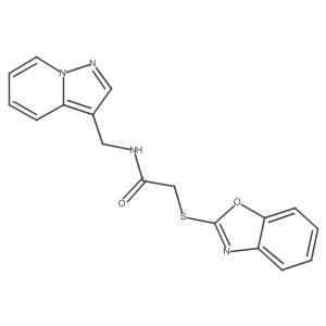 2-(benzo[d]oxazol-2-ylthio)-N-(pyrazolo[1,5-a]pyridin-3-ylmethyl)acetamide结构式