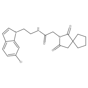 N-[2-(6-chloro-1H-indol-1-yl)ethyl]-2-(1,3-dioxo-2-azaspiro[4.4]non-2-yl)acetamide Structure