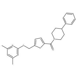 (5-{[(4,6-Dimethylpyrimidin-2-yl)sulfanyl]methyl}furan-2-yl)(4-phenylpiperidin-1-yl)methanone Structure