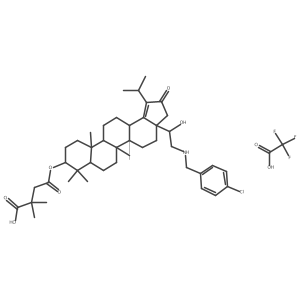4-[[(3aR,5aR,5bR,7aR,9S,11aR,11bR,13aS)-3a-[(1R)-2-[(4-chlorophenyl)methylamino]-1-hydroxyethyl]-5a,5b,8,8,11a-pentamethyl-2-oxo-1-propan-2-yl-4,5,6,7,7a,9,10,11,11b,12,13,13a-dodecahydro-3H-cyclopenta[a]chrysen-9-yl]oxy]-2,2-dimethyl-4-oxobutanoic acid;2,2,2-trifluoroacetic acid Structure