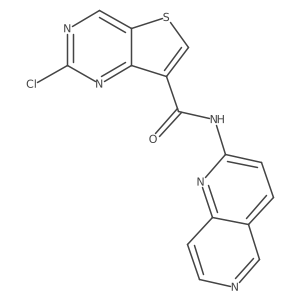 2-chloro-N-(1,6-naphthyridin-2-yl)thieno[3,2-d]pyrimidine-7-carboxamide结构式