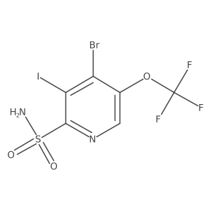 4-Bromo-3-iodo-5-(trifluoromethoxy)pyridine-2-sulfonamide结构式