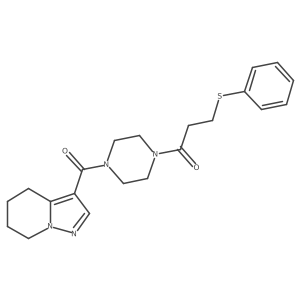 3-(Phenylthio)-1-(4-(4,5,6,7-tetrahydropyrazolo[1,5-a]pyridine-3-carbonyl)piperazin-1-yl)propan-1-one结构式